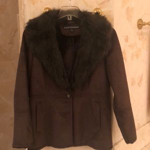 Brown faux fur coat size medium